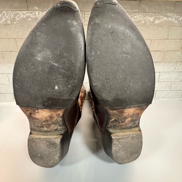 Nocona Men’s Brown Leather Cowboy Boots size 9 D‎ Needle Toe Made in the USA - Picture 9 of 13